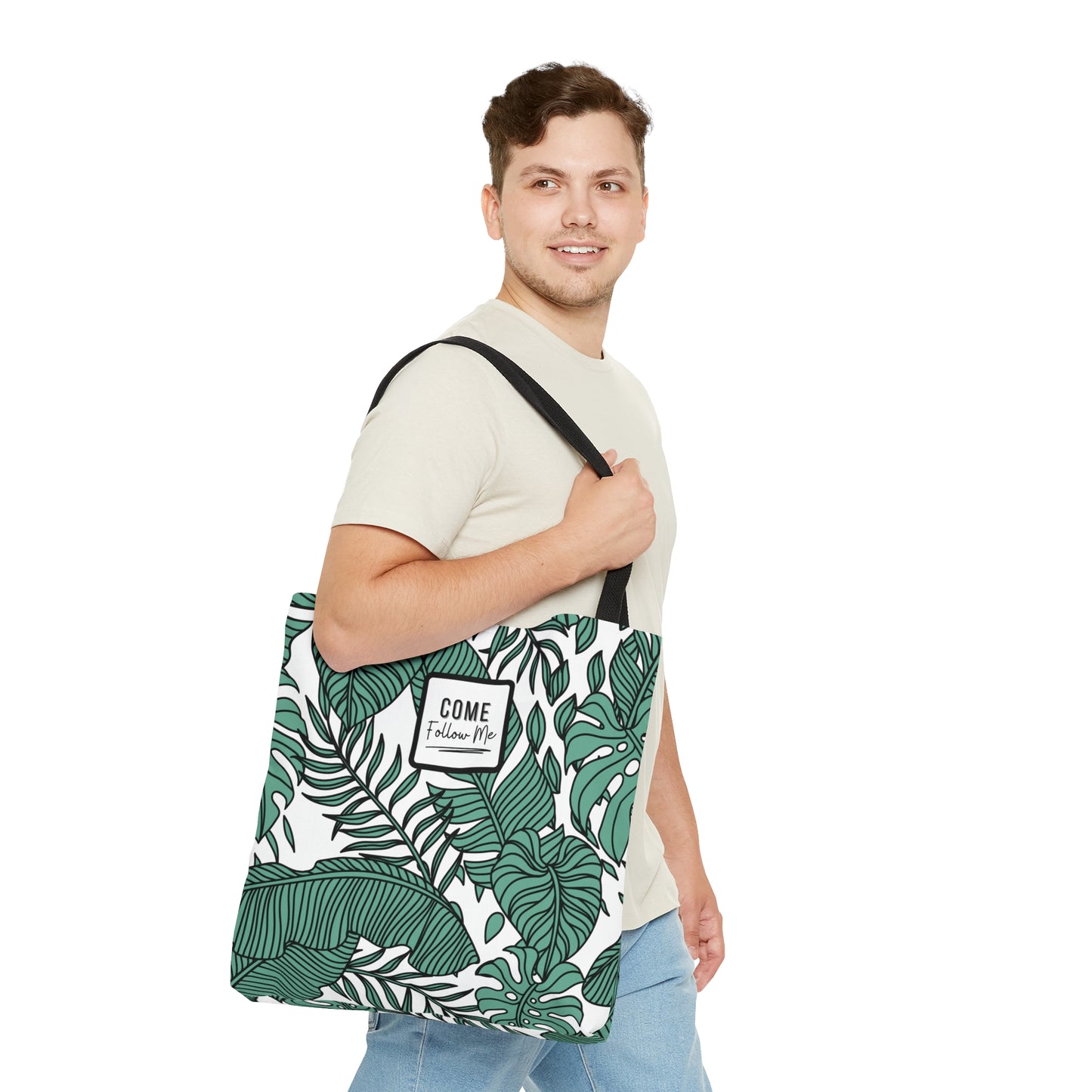 LDS Christian Scripture Church Tote Bag Green Floral