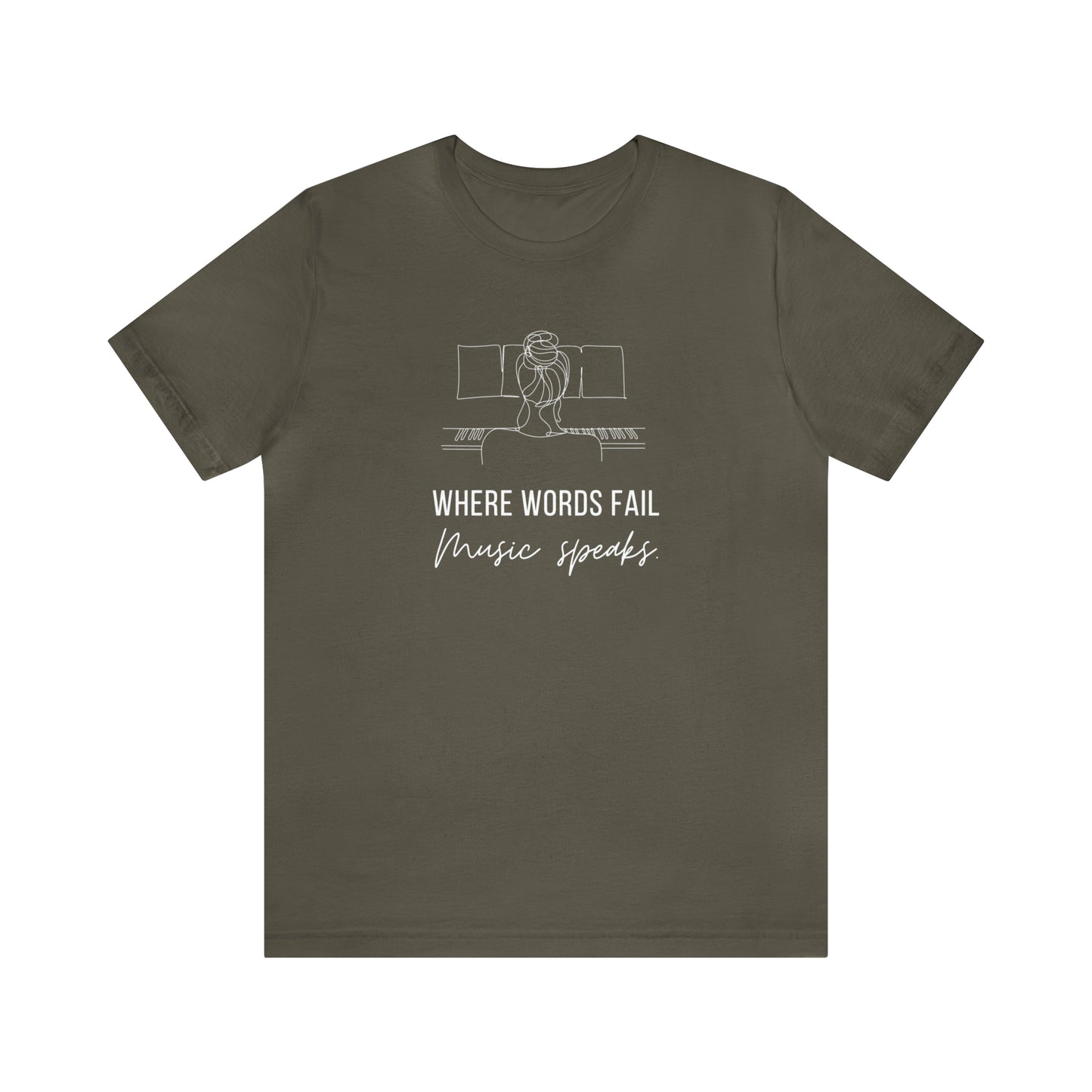 Music Speaks Piano Female Tee Dark Colors