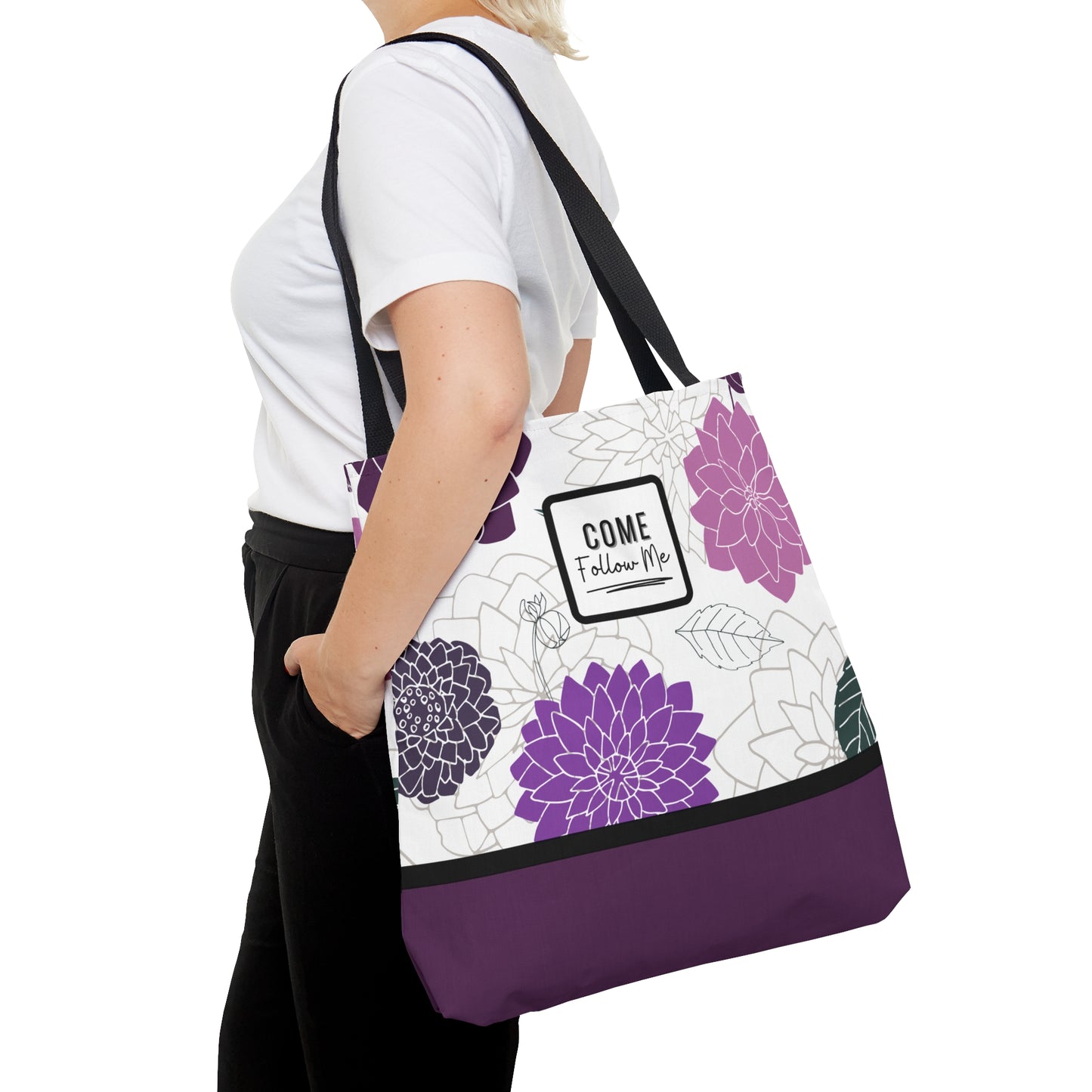 LDS Christian Scripture Church Tote Bag Purple Floral