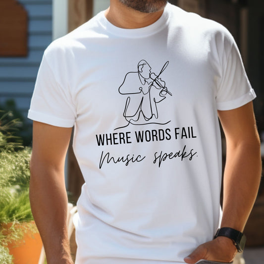 Music Speaks Violin Male Tee Light Colors