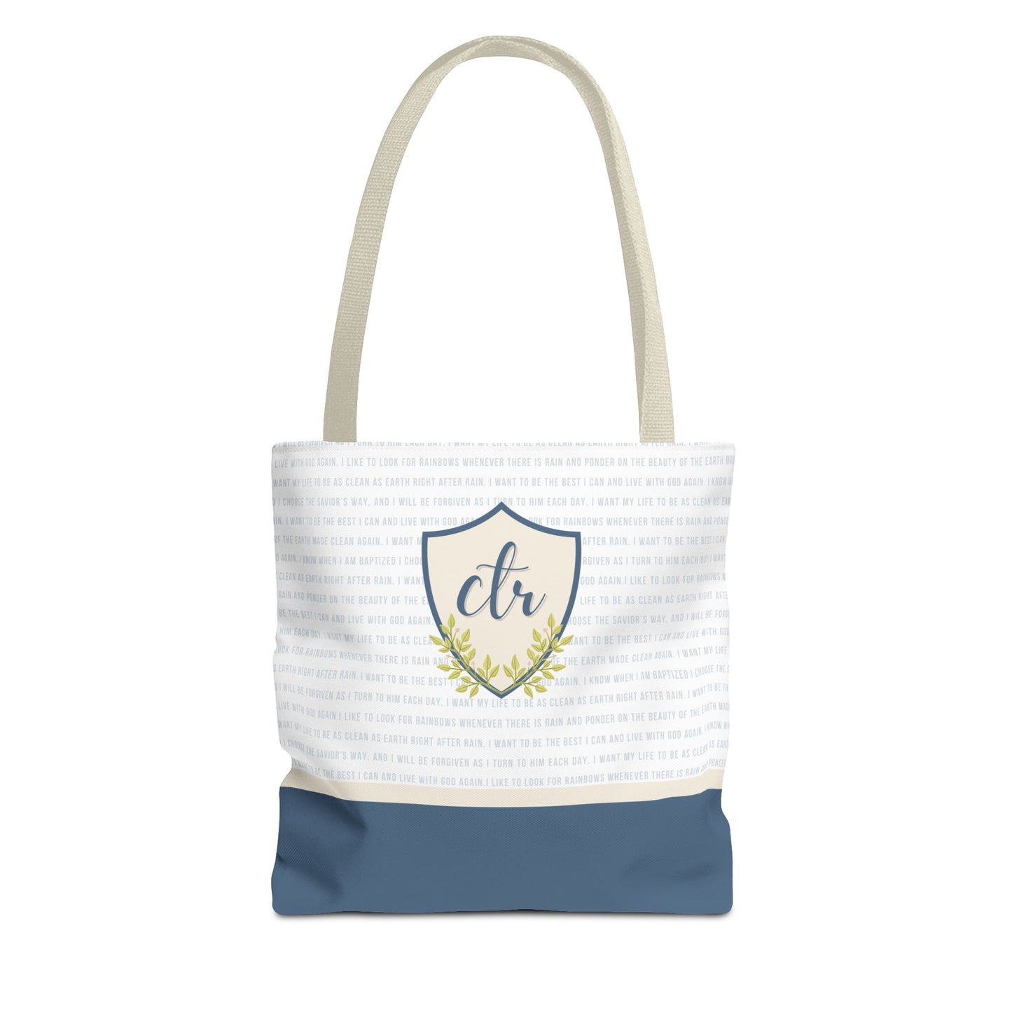 CTR Blue Baptism Primary Tote Bag - Choose the Right LDS  scripture Baptism Bag