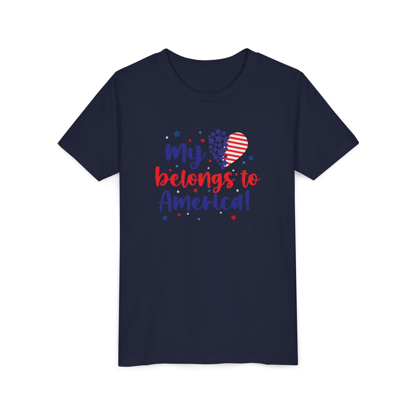 Patriotic Youth Tee — "My Heart Belongs to America"