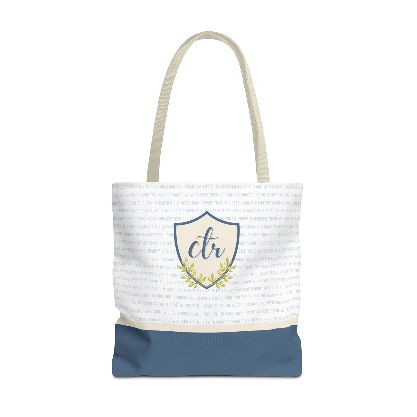 CTR Blue Baptism Primary Tote Bag - Choose the Right LDS  scripture Baptism Bag