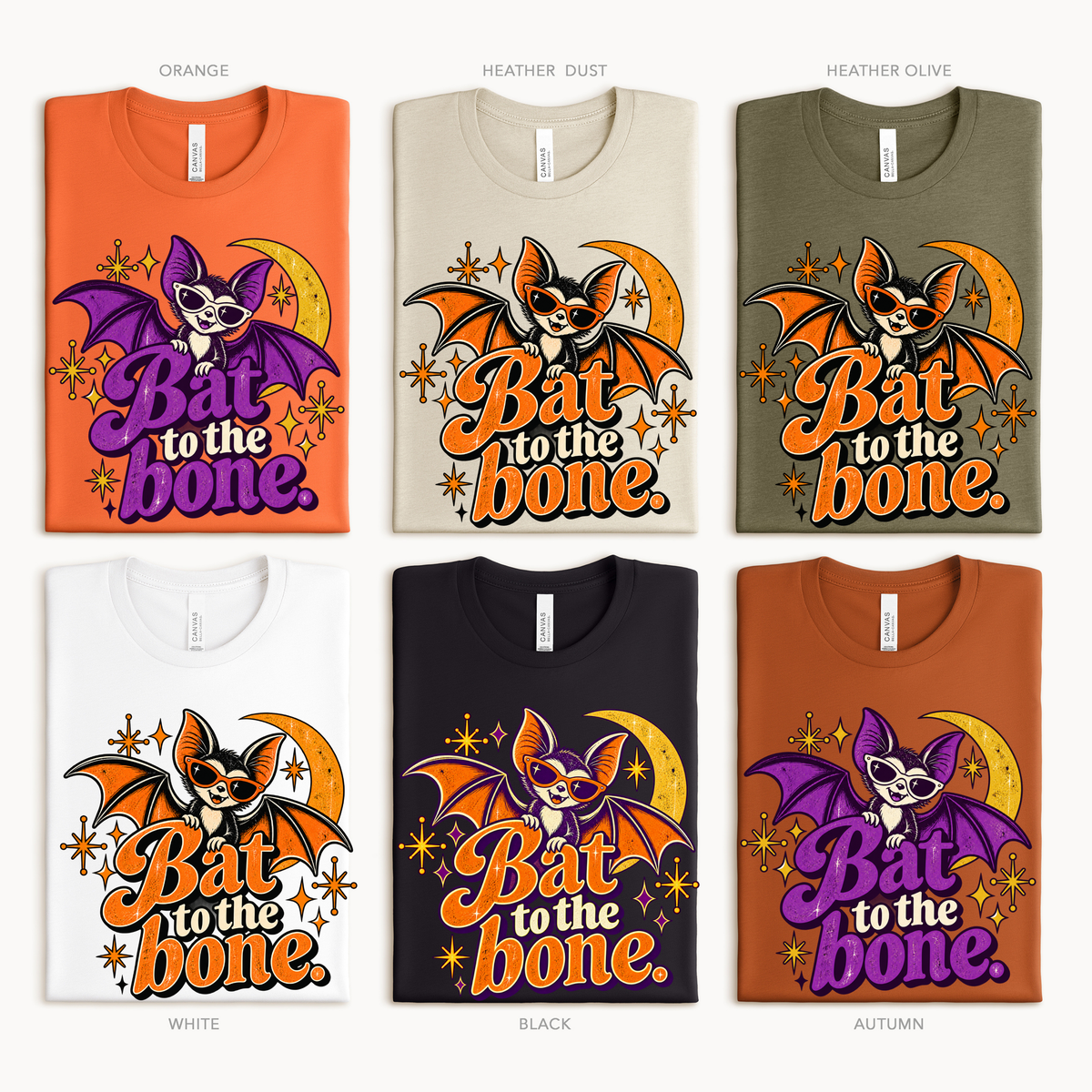 Halloween Bat to the Bone Retro Adult/Youth Light Weight Shirt