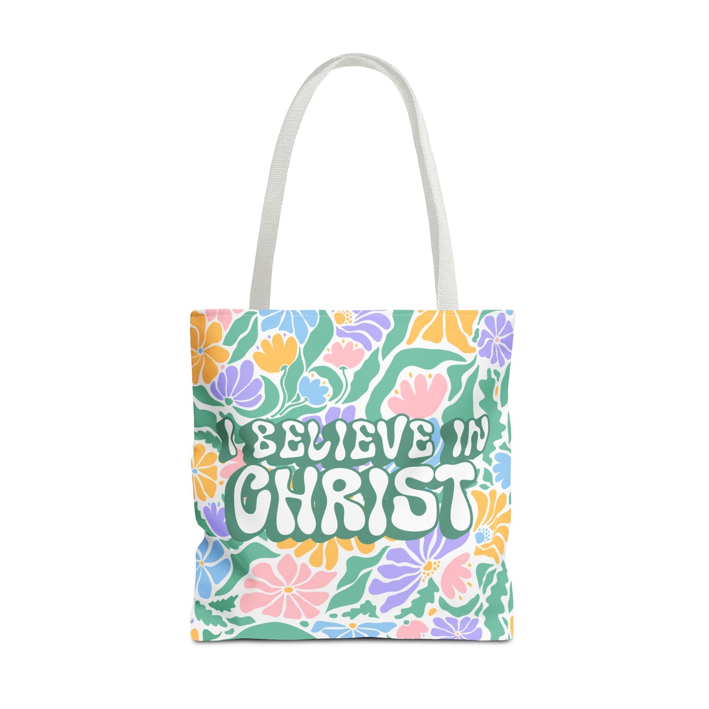 Christian Floral Tote Bag – "I Believe in Christ" LDS Church Scripture Tote