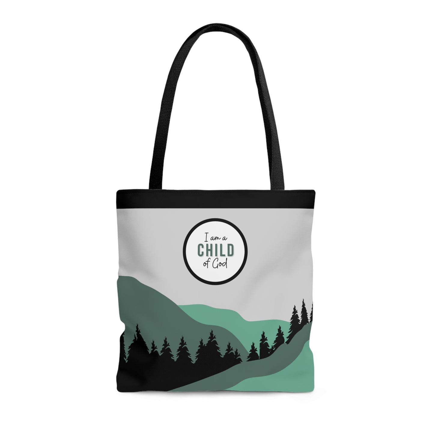 LDS Christian Scripture Church Baptism Kids Tote Bag Green Gray Landscape