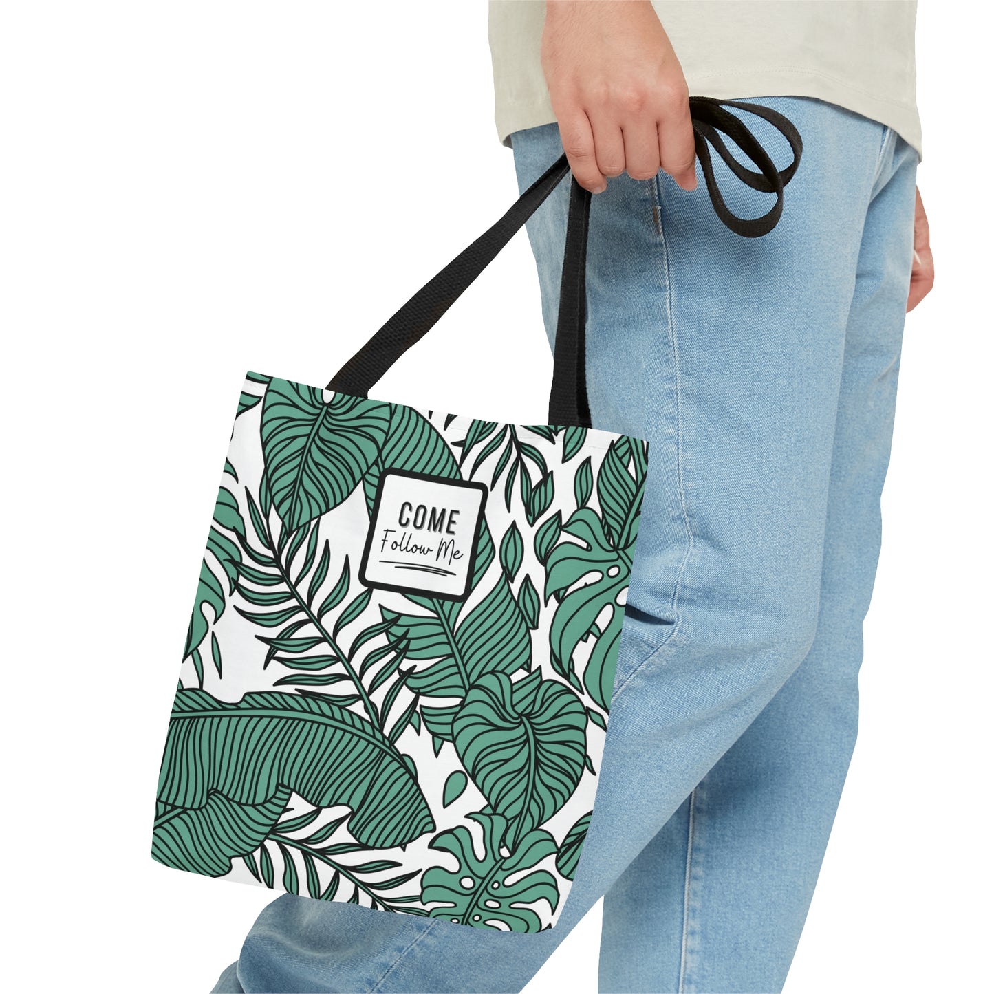 LDS Christian Scripture Church Tote Bag Green Floral