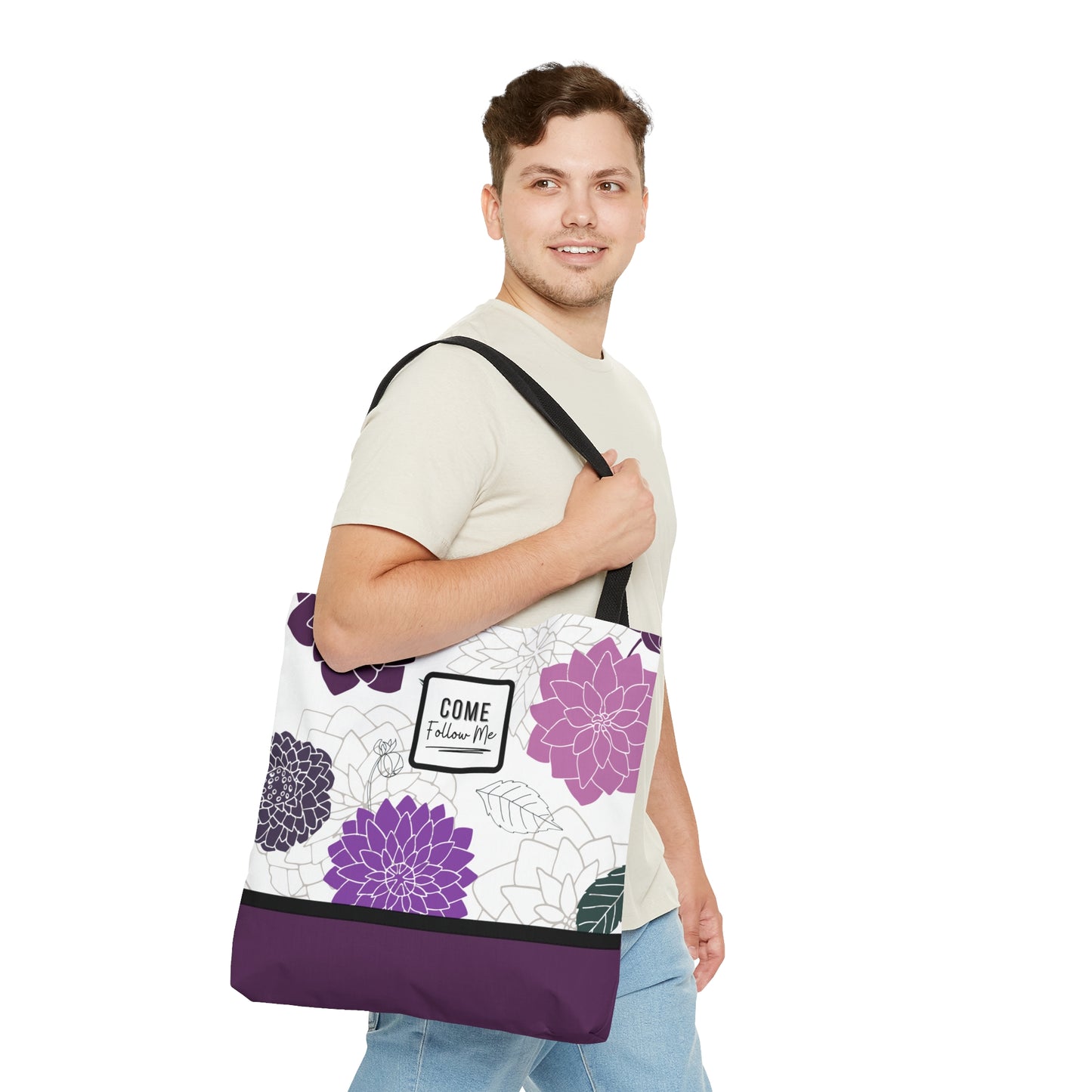 LDS Christian Scripture Church Tote Bag Purple Floral