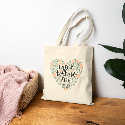 Church Scripture Tote Bag Come Follow Me