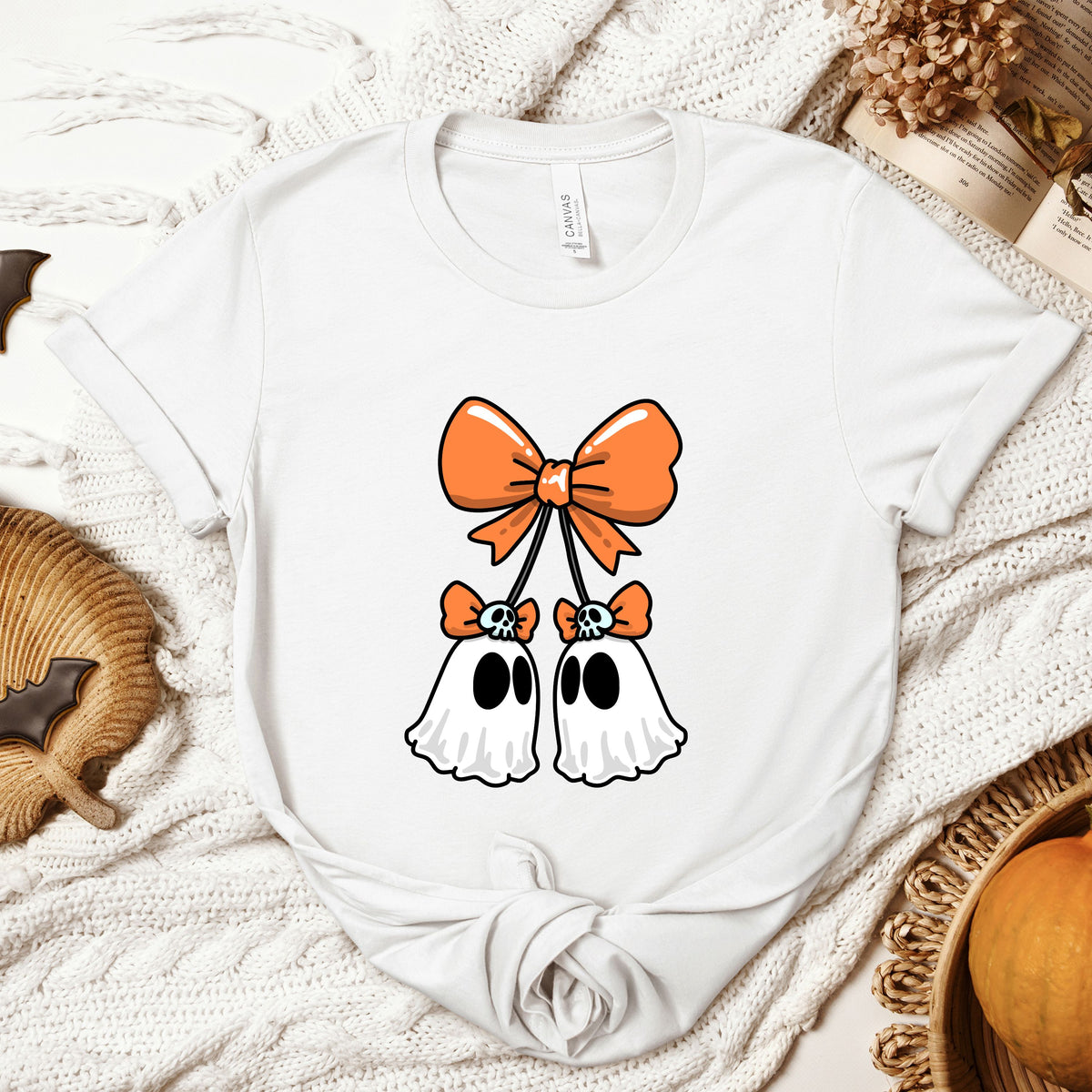 Halloween Ghost Bow Adult/Youth Light Weight Shirt
