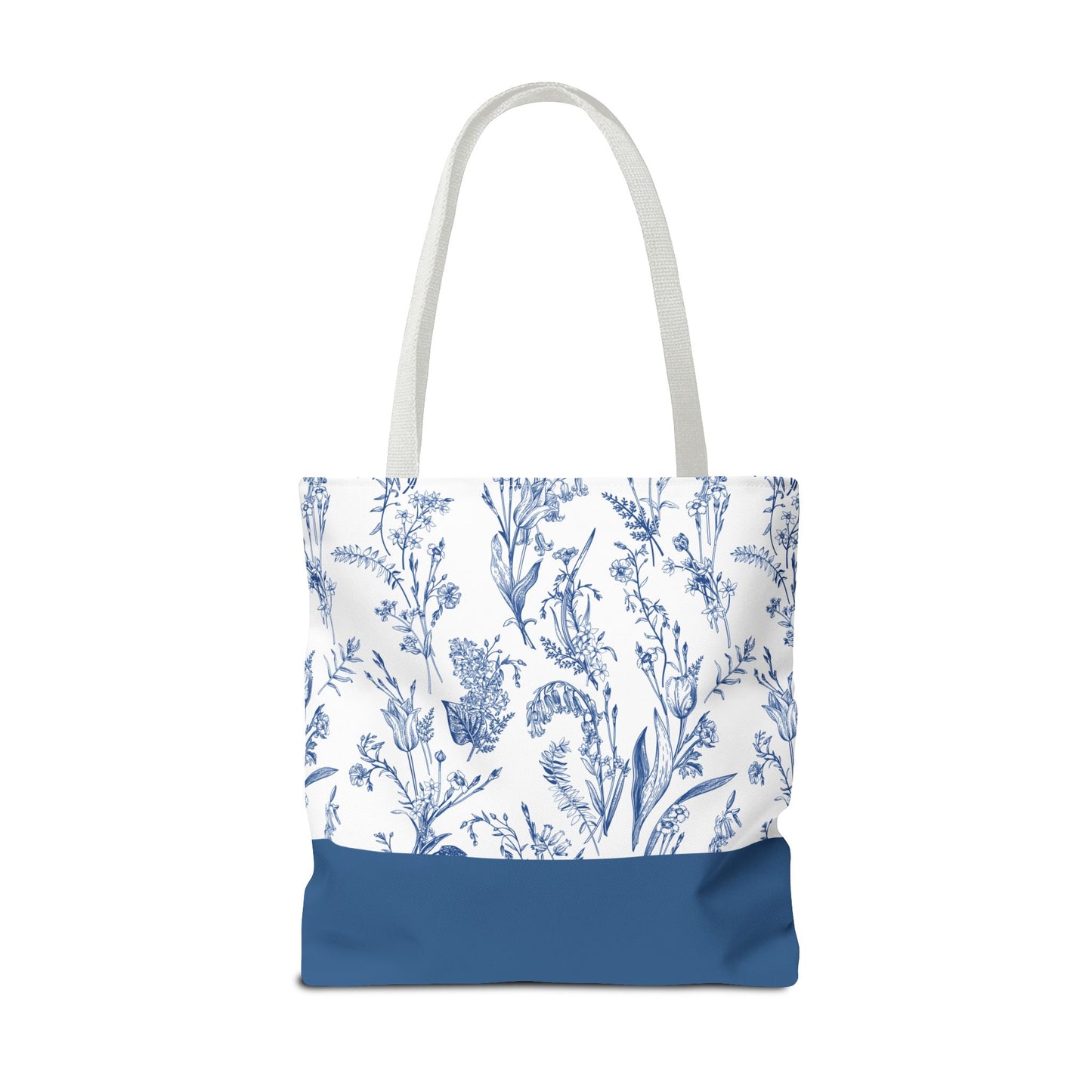 Floral 'I Believe in Christ' Tote Bag – Blue Botanical Canvas LDS Church Scripture Tote