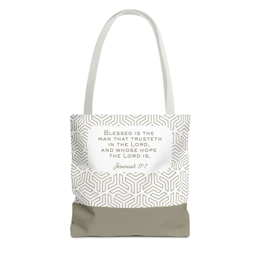 Faith Scripture Tote Bag — "Blessed is the man that trusteth in the Lord" LDS Church Scripture Tote