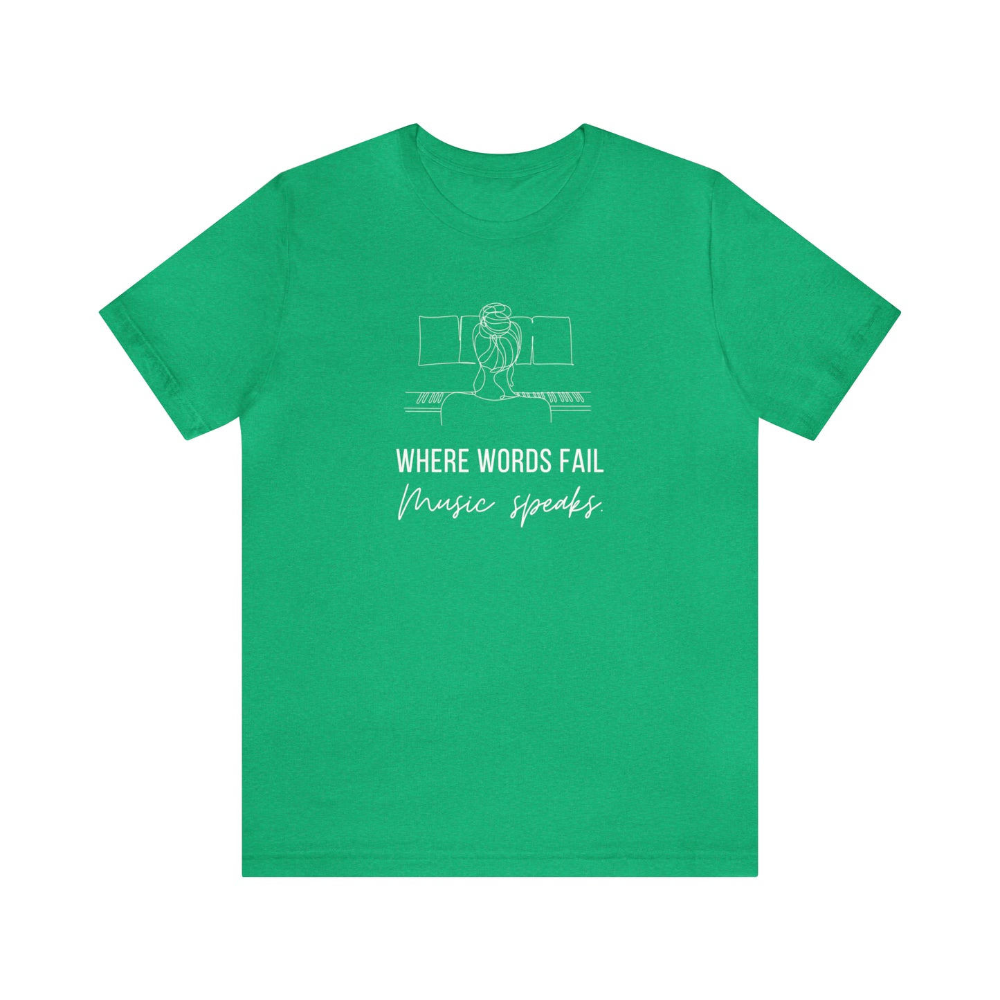 Music Speaks Piano Female Tee Dark Colors