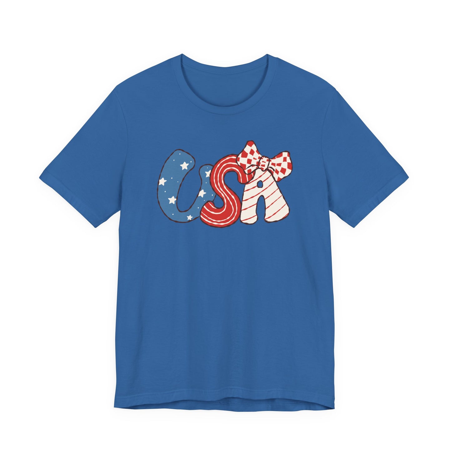 Patriotic Cute Retro USA with Bow T-Shirt