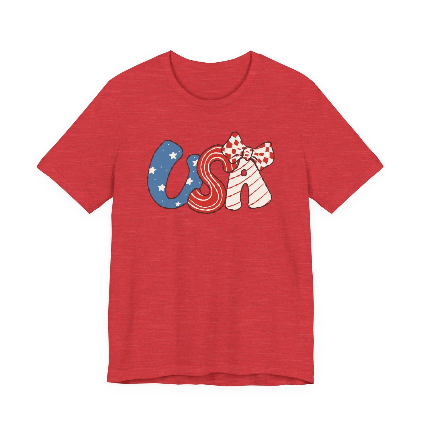 Patriotic Cute Retro USA with Bow T-Shirt