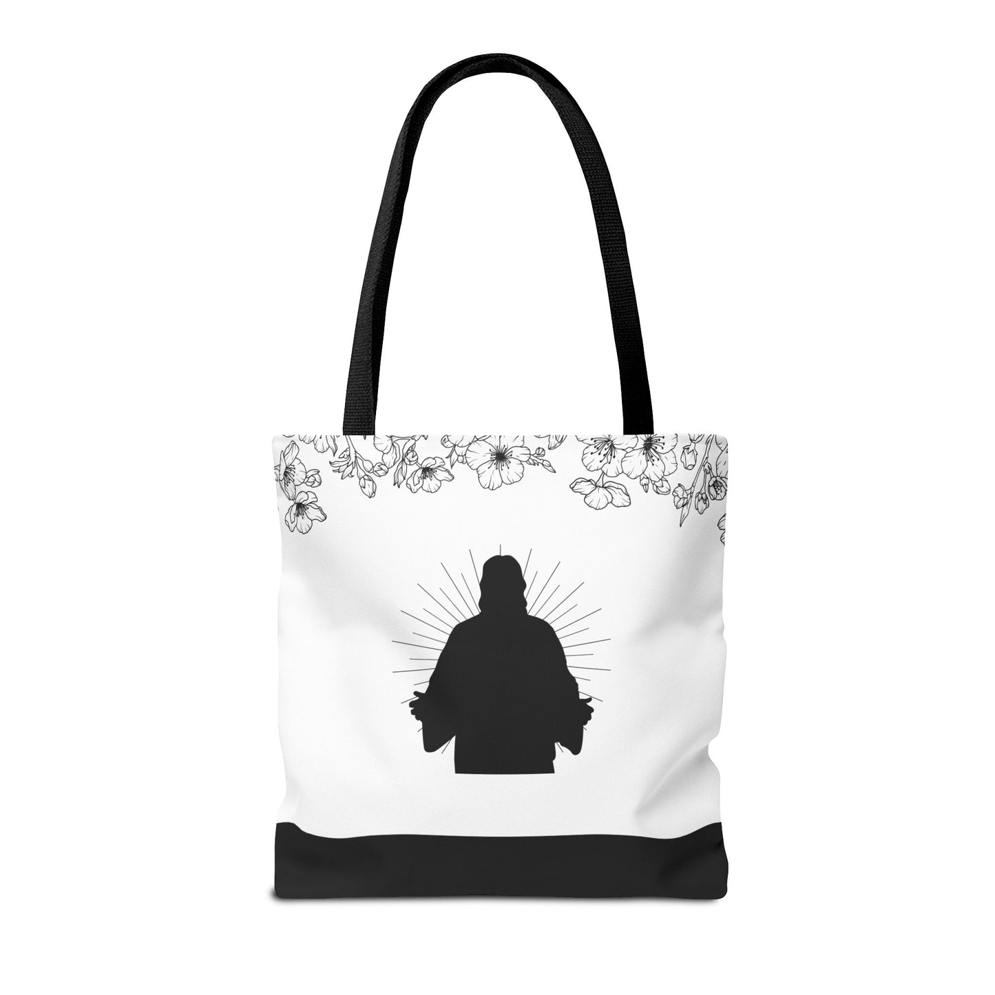 Faith-Inspired Tote Bag with John 14:27 Scripture and Jesus Silhouette LDS Church Scripture Tote