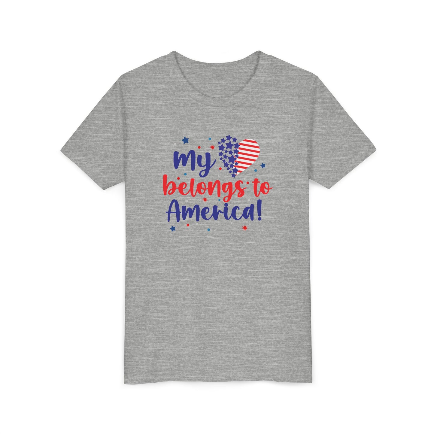 Patriotic Youth Tee — "My Heart Belongs to America"