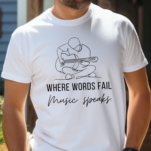 Music Speaks Guitar Male Tee Light Colors