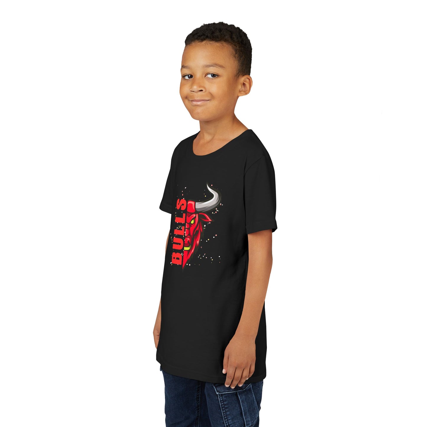 Youth Short Sleeve T-Shirt - Team School Mascots Bulls Print