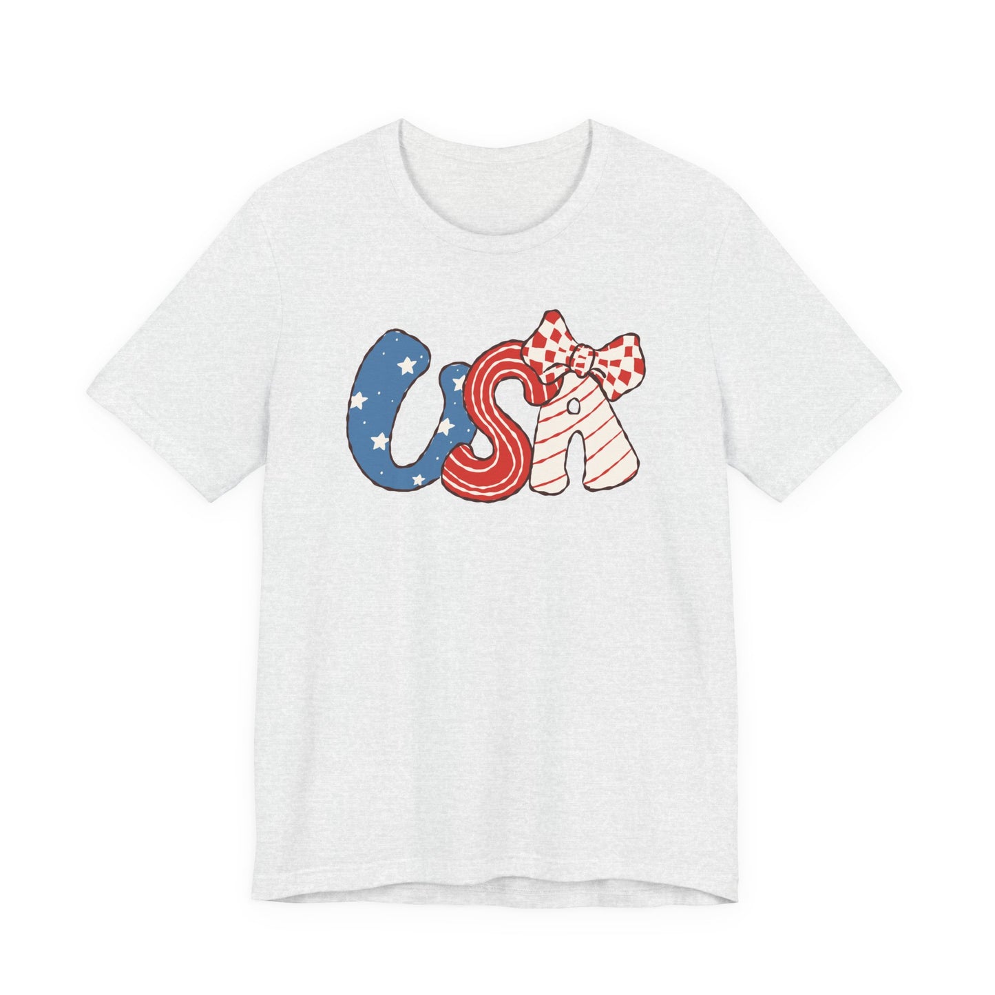Patriotic Cute Retro USA with Bow T-Shirt