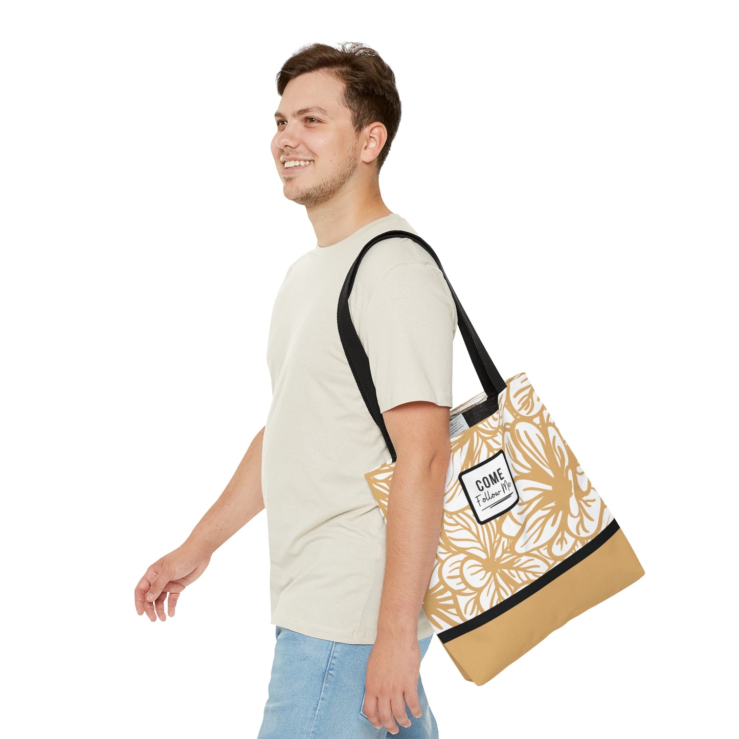 LDS Christian Scripture Church Tote Bag Mustard Floral
