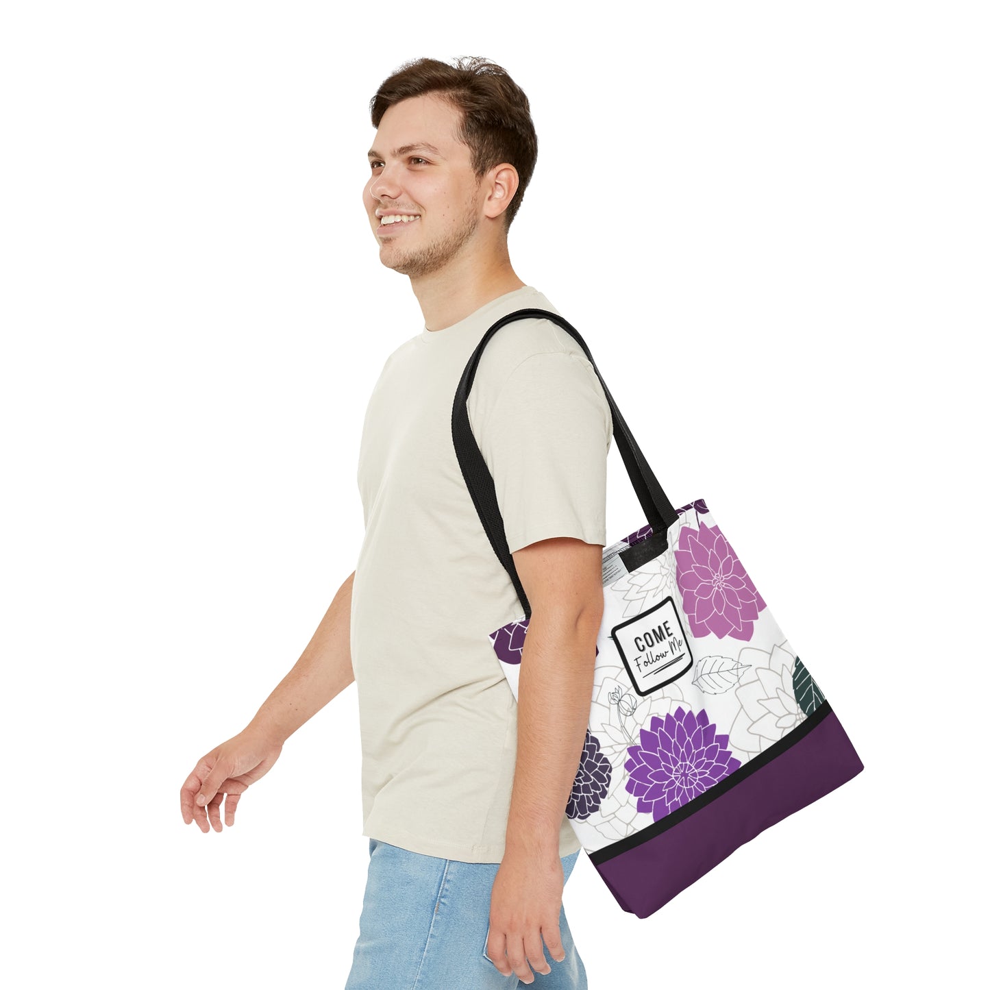 LDS Christian Scripture Church Tote Bag Purple Floral