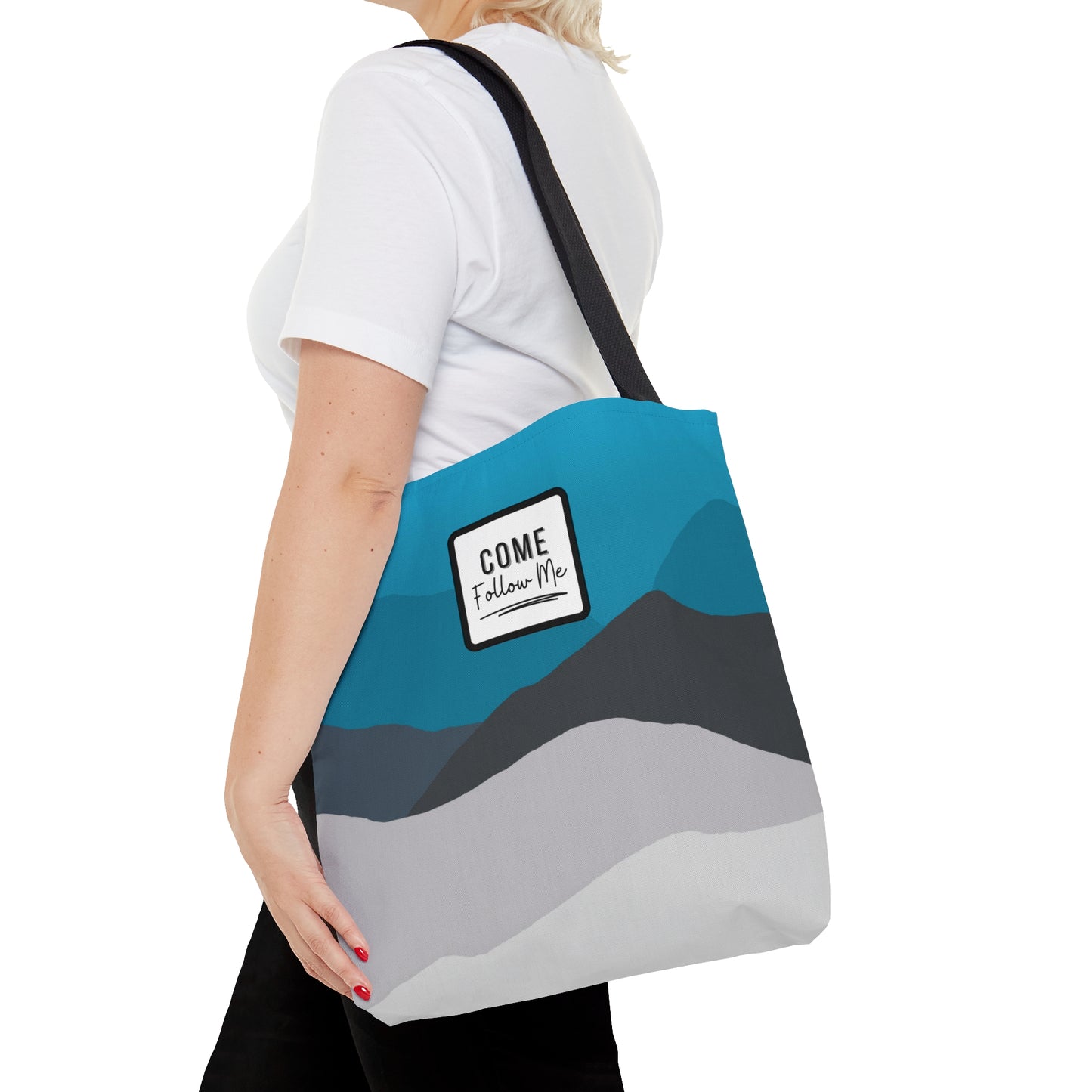 LDS Christian Scripture Church Tote Bag Blue Gray Landscape