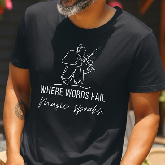 Music Speaks Violin Male Tee Dark Colors