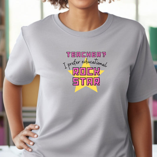 Rock Star Teacher Quote Tee