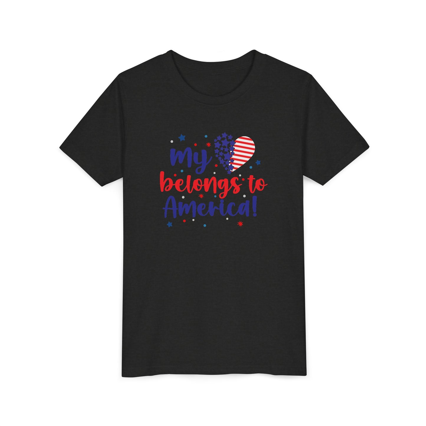 Patriotic Youth Tee — "My Heart Belongs to America"