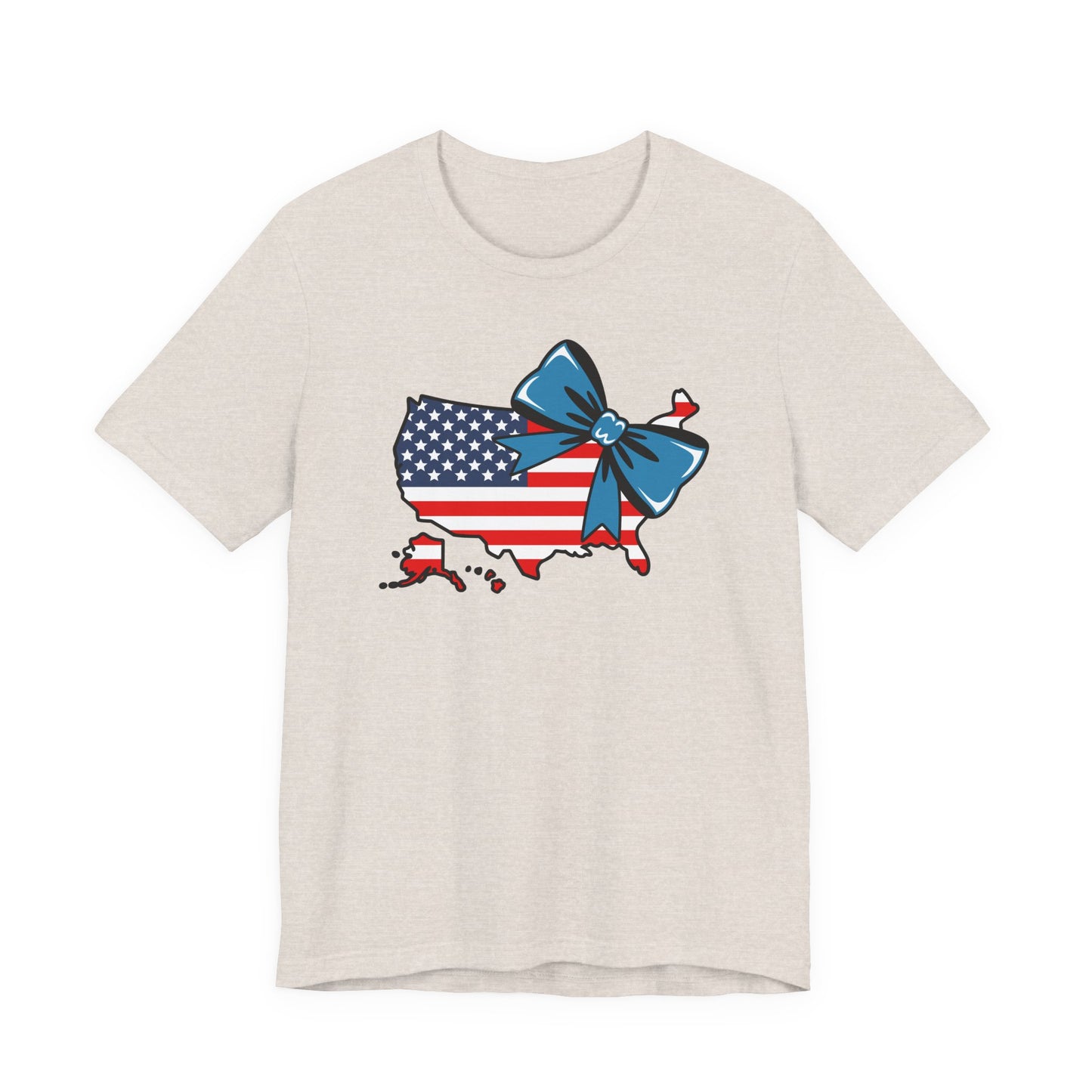 USA Patriotic Flag Bow Tee — Cute Fourth of July Shirt