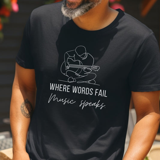 Music Speaks Guitar Male Tee Dark Colors