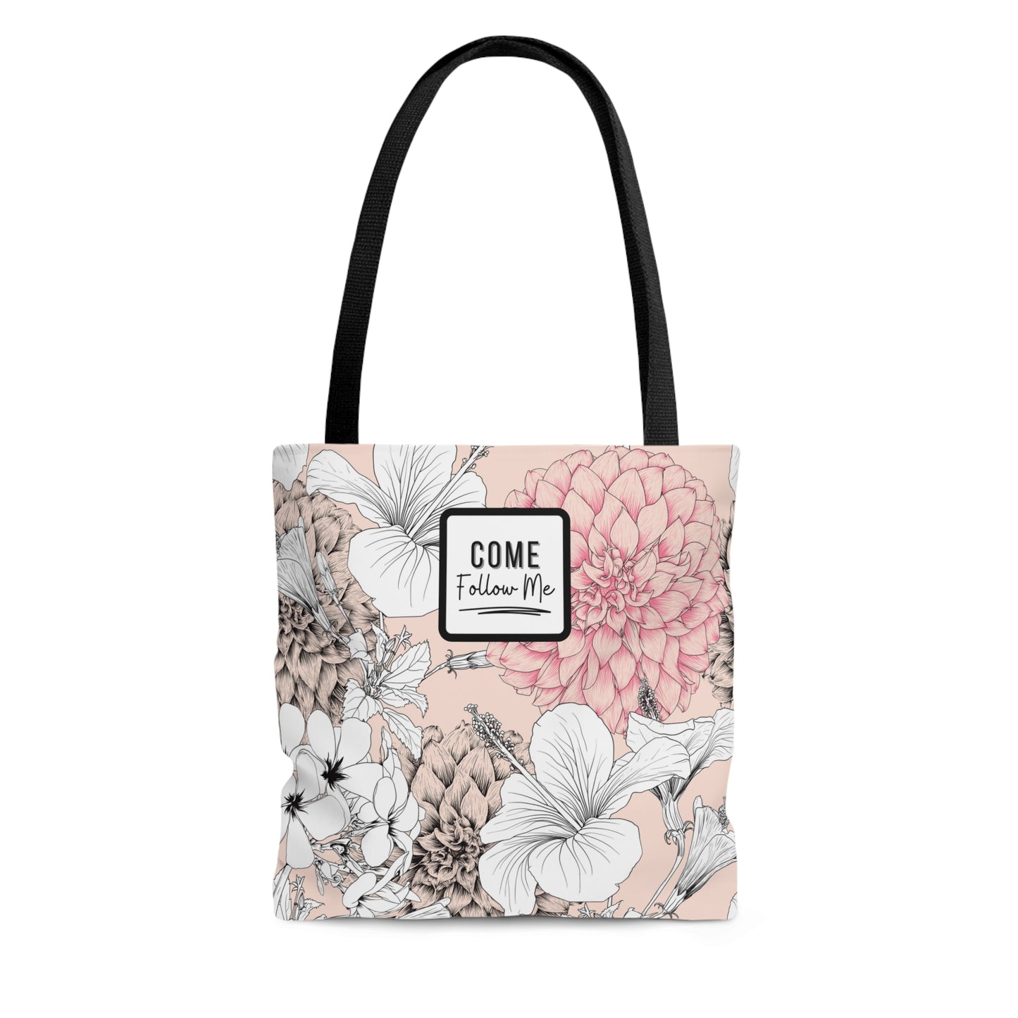 LDS Christian Scripture Church Tote Bag Pink Black Floral