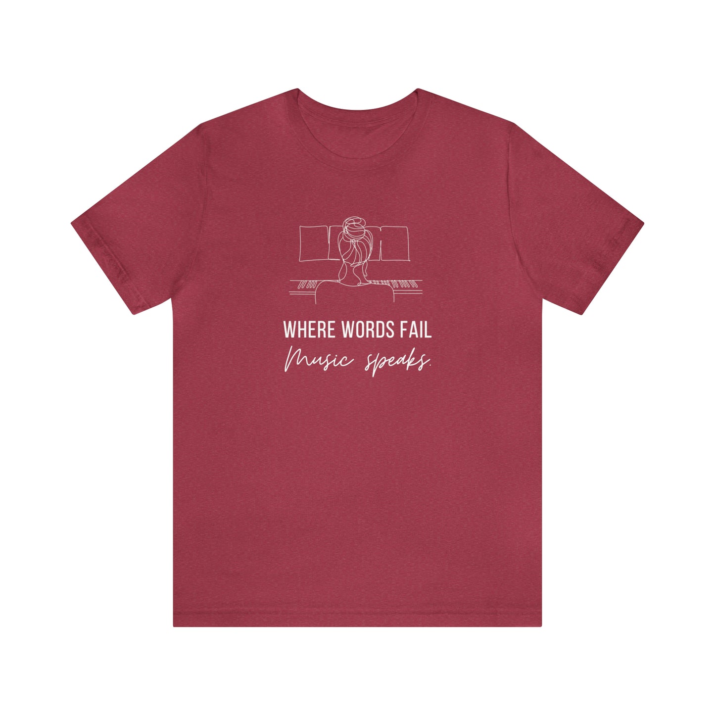 Music Speaks Piano Female Tee Dark Colors