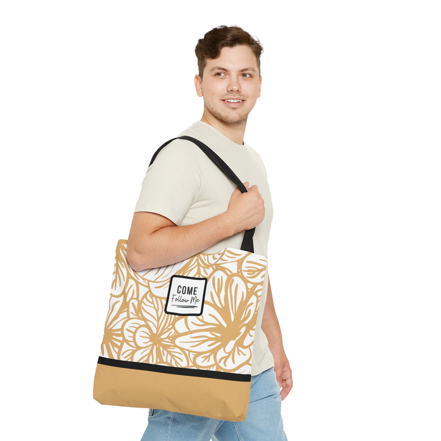 LDS Christian Scripture Church Tote Bag Mustard Floral