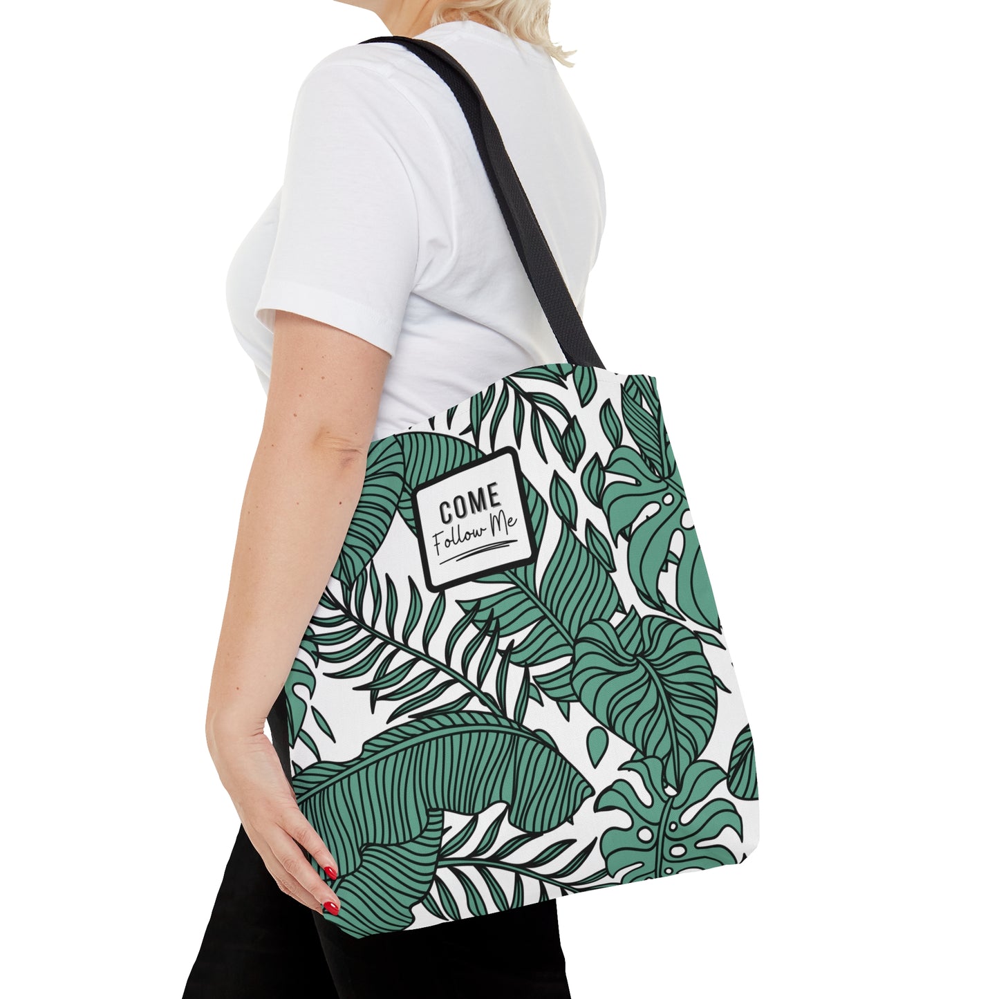 LDS Christian Scripture Church Tote Bag Green Floral
