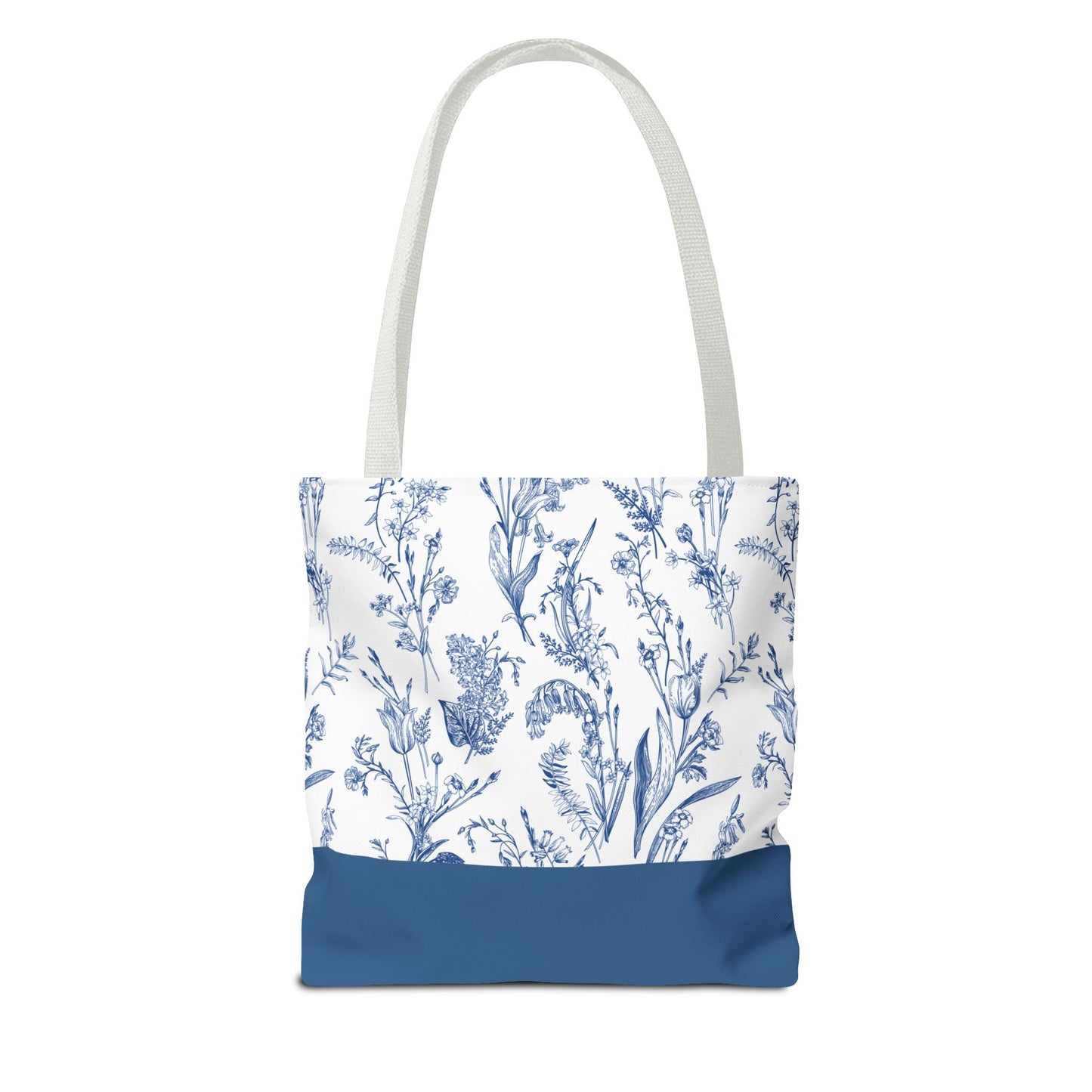 Floral 'I Believe in Christ' Tote Bag – Blue Botanical Canvas LDS Church Scripture Tote