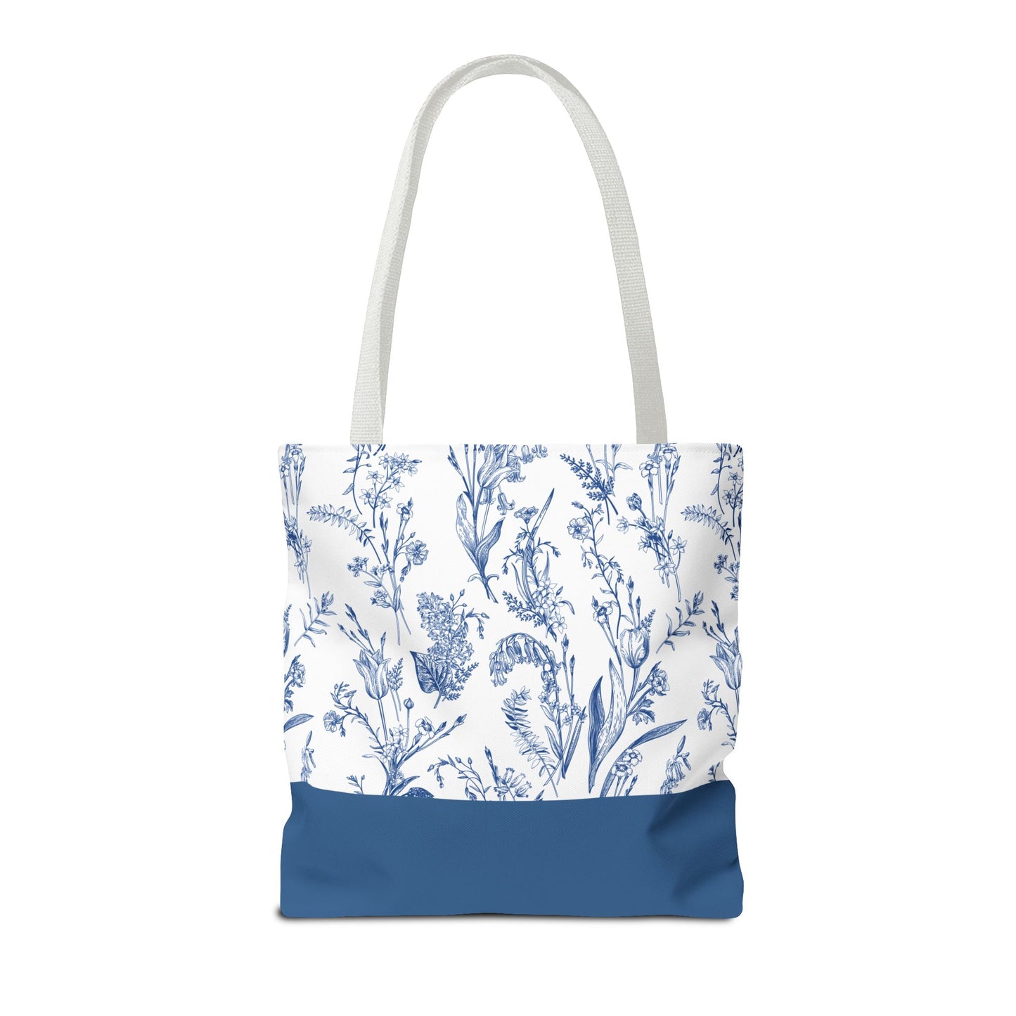 Floral 'I Believe in Christ' Tote Bag – Blue Botanical Canvas LDS Church Scripture Tote