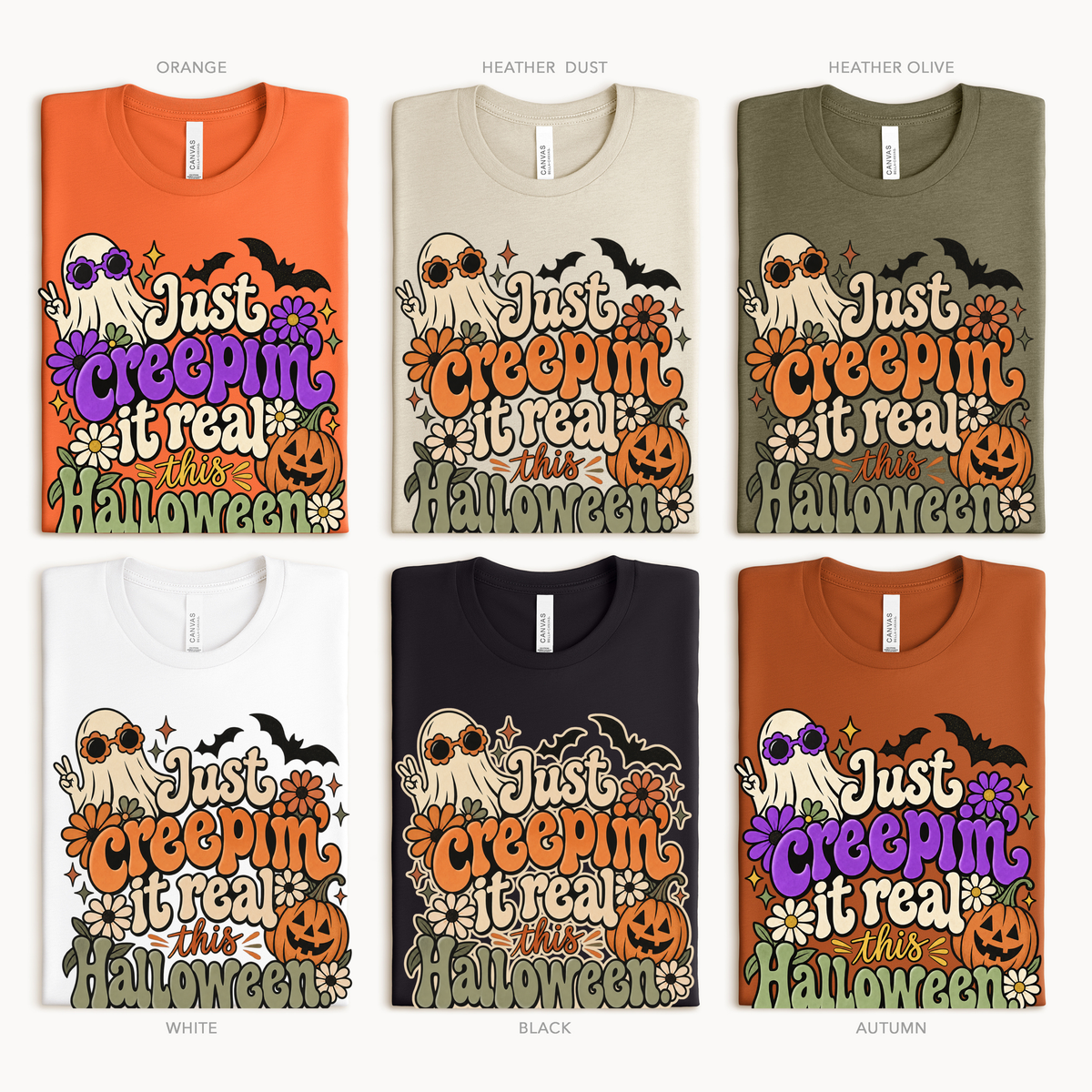 Halloween Just Creepin' it Real Retro Adult/Youth Light Weight Shirt