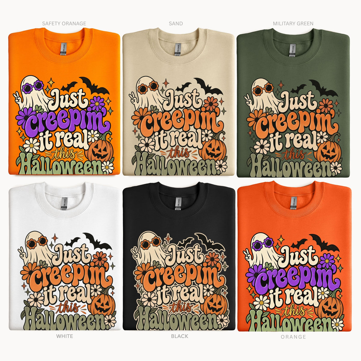 Halloween Just Creepin' it Real Retro Pullover Sweatshirt