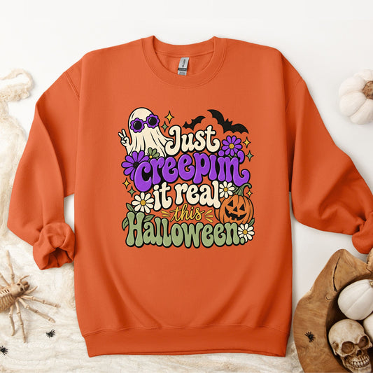 Halloween Just Creepin' it Real Retro Pullover Sweatshirt