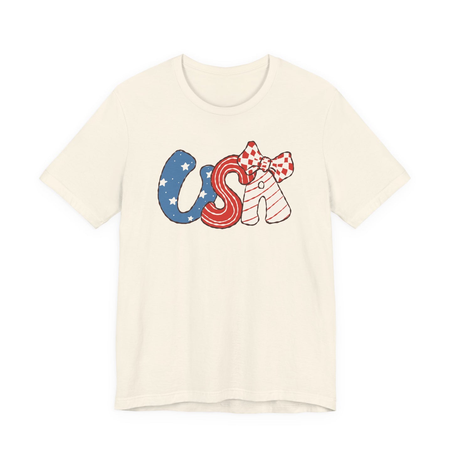 Patriotic Cute Retro USA with Bow T-Shirt