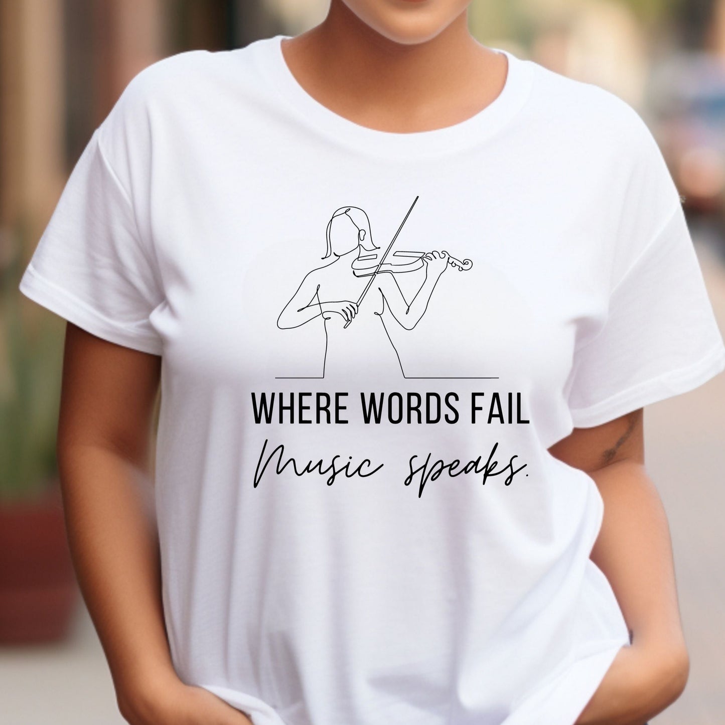 Music Speaks Violin Female Tee Light Colors