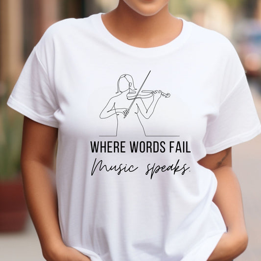 Music Speaks Violin Female Tee Light Colors
