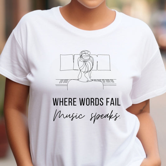 Music Speaks Piano Female Tee Light Colors