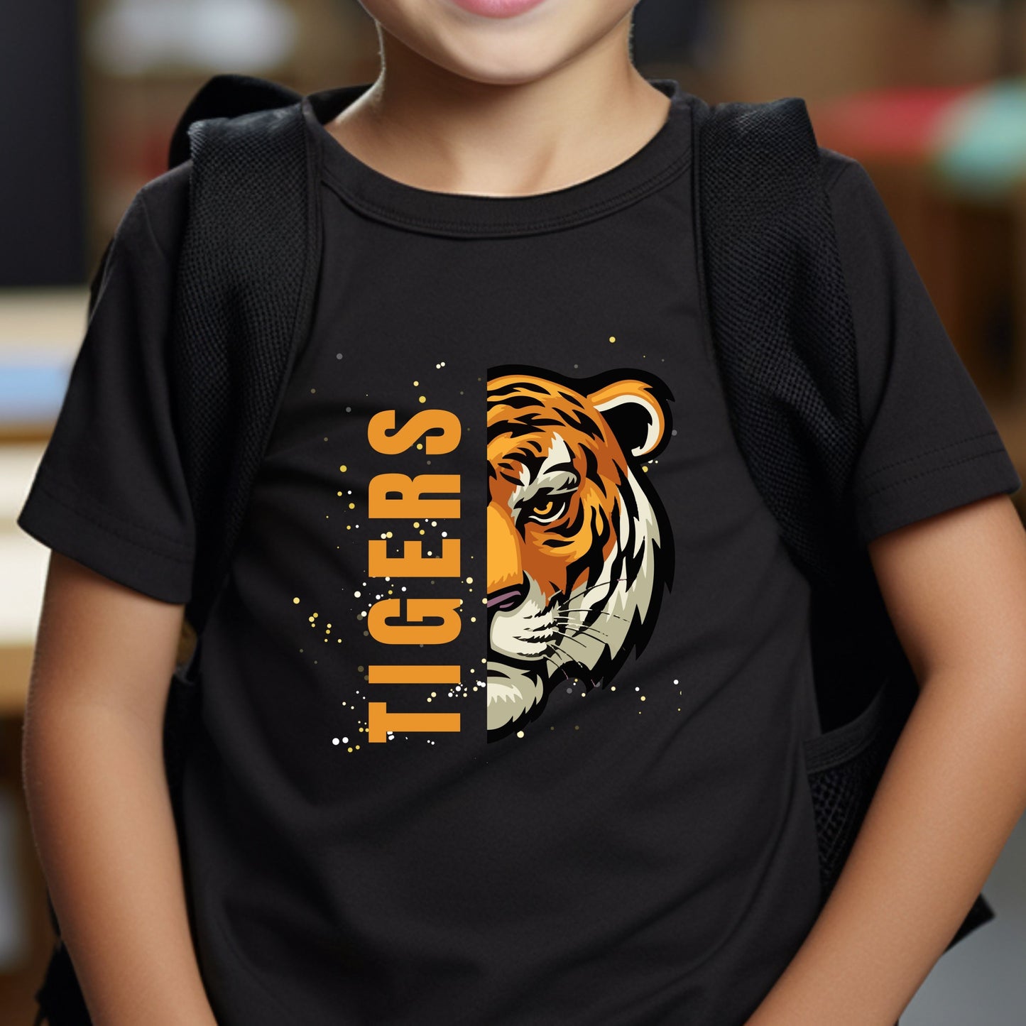 Youth Short Sleeve T-Shirt - Team School Mascots Tigers Print