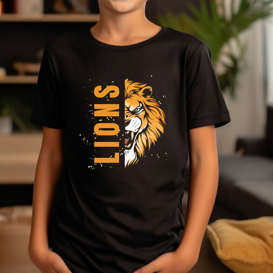 Youth Short Sleeve T-Shirt - Team School Mascots Lions Print