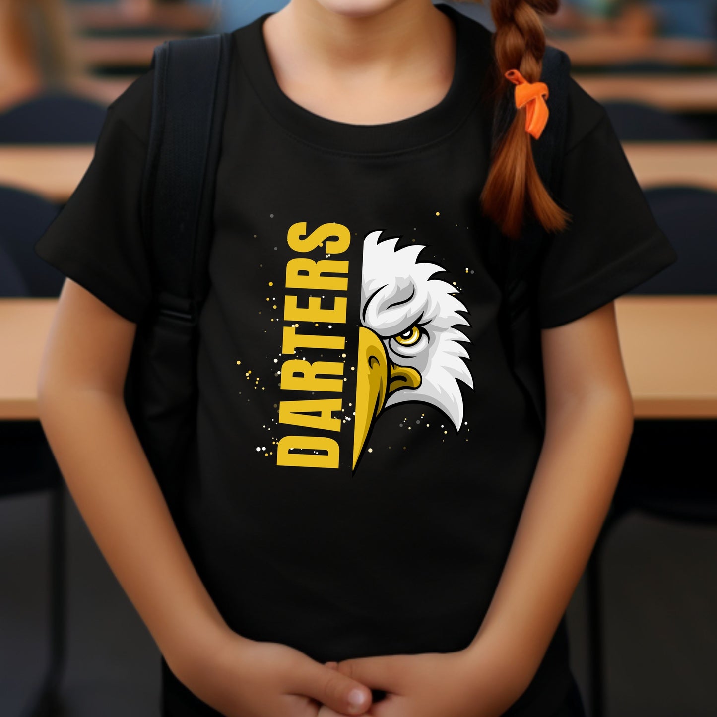 Youth Short Sleeve T-Shirt - Team School Mascot Darters Print