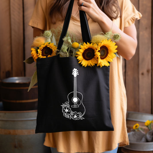 Music Acoustic Guitar Tote Bag