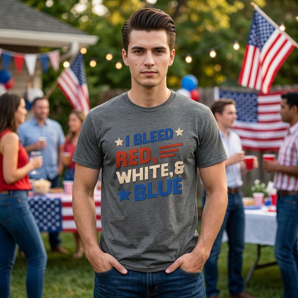 Patriotic "I Bleed Red White and Blue" T-Shirt